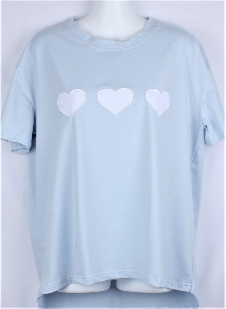 Alice & Lily embroidered T- Shirt hearts blue STYLE : AL/TS-HEA/BLU image 0